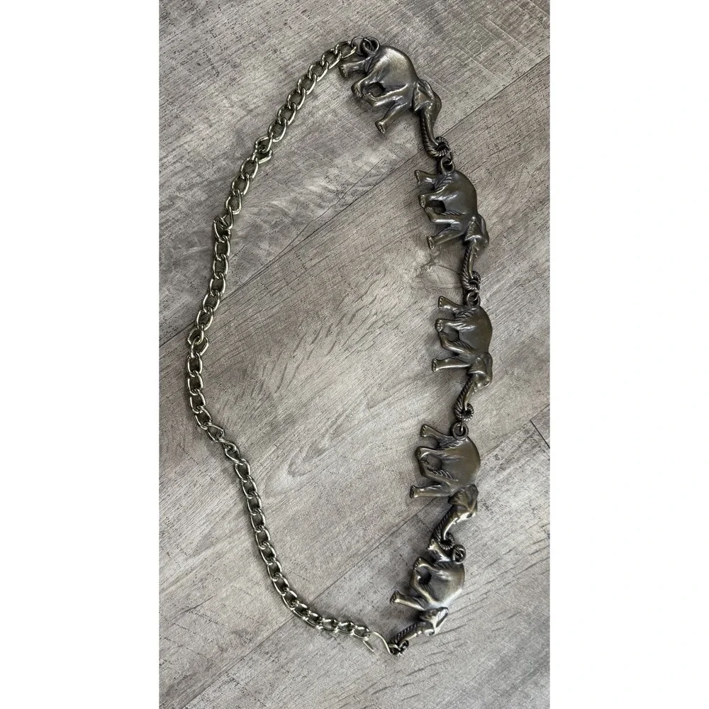 Vtg Metal Elephant Good Luck Belt Chain Links 38.5